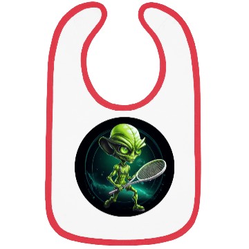 Discover Cool Green Alien Tennis Player: Unique Sports Desi Bibs