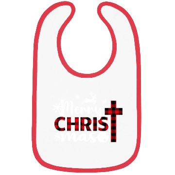 Discover Merry Christmas Cross Plaid Xmas Christian Bibs