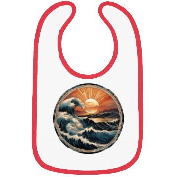 Discover Retro Great Ocean Waves at Sunset Bibs