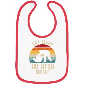Discover Eat Sleep Jiu-Jitsu Repeat Funny BJJ Bibs Retro