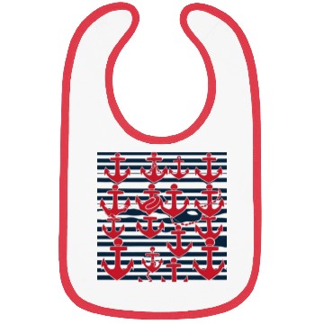 Discover classic nautical horizontal white and navy blue Bibs
