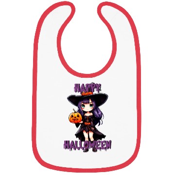 Discover Happy Halloween purple witch Bibs