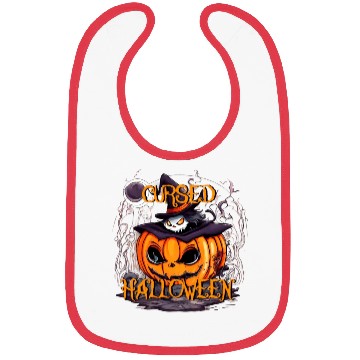Discover Cursed Halloween scary pumpkin with hat Bibs