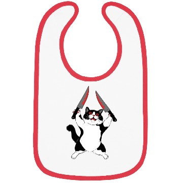 Discover Furious Cat Holding Knifes Funny Design Bibs