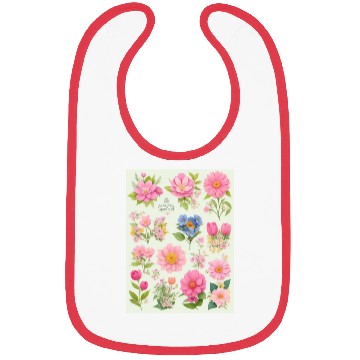 Discover Tangerine and Coral Spring Flowers Bibs