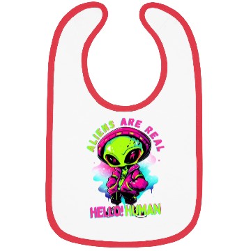 Discover Aliens Are Real Hello Human Bibs