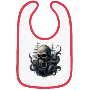 Discover Giant squid kraken skull ship Bibs