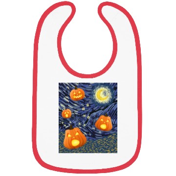 Discover Starry Night with Pumpkins Funny Halloween Art Bibs