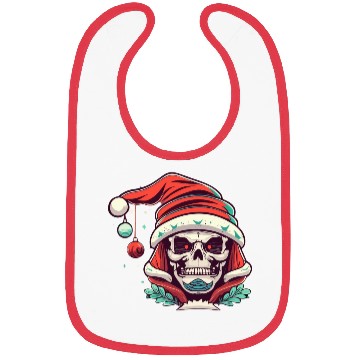 Discover Skeleton Face With Santa Hat Bibs