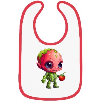 Discover Strawberry Alien: Green & Red in Harmony Bibs