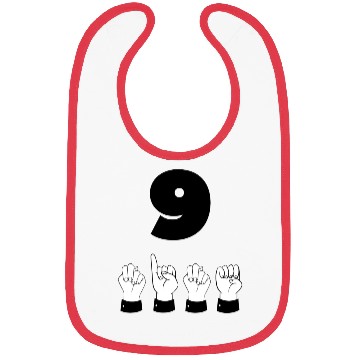 Discover Sign Language ASL Number 9 - Nine Years Old Bibs