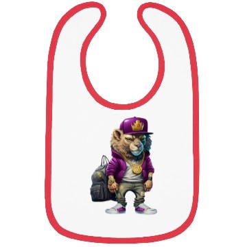 Discover Hustle Hard, Purple Drip Lion Bibs