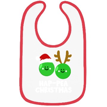 Discover Hap-Pea Christmas Funny Vegetable Vegan Food Pun Bibs