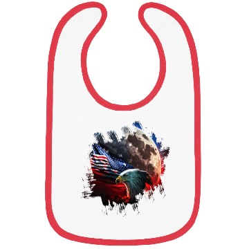 Discover America eagle under Moon with American Flag Bibs