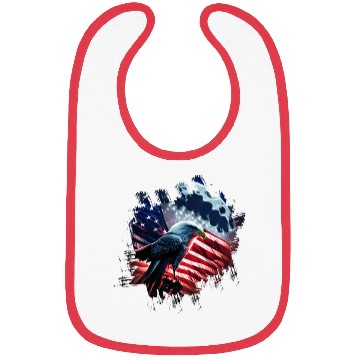 Discover America eagle under Moon with American Flag Bibs