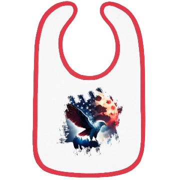 Discover America eagle under Moon with American Flag Bibs