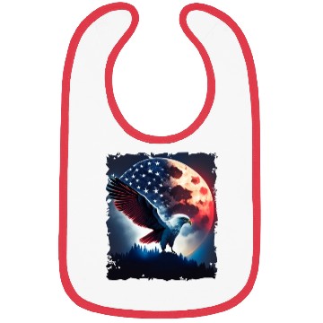 Discover America eagle under Moon with American Flag Bibs