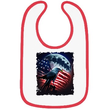 Discover America eagle under Moon with American Flag Bibs