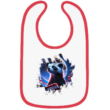 Discover America ferret under Moon with American Flag Bibs
