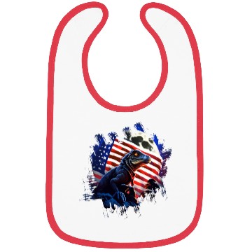 Discover America lizard under Moon with American Flag Bibs