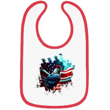 Discover America chicken under Moon with American Flag Bibs