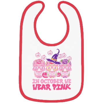 Discover We Wear Pink Sugar Skull Halloween Breast Cancer Bibs