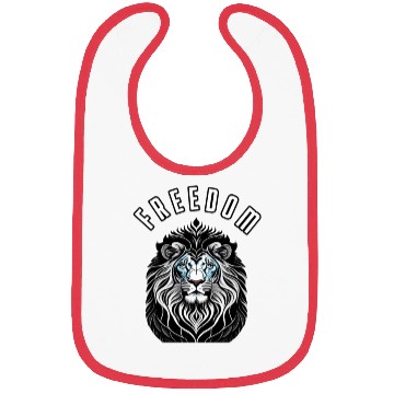 Discover Freedom Roars: Lion Head Logo with 'Freedom' Word Bibs