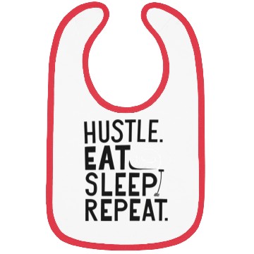 Discover Hustle. Eat. Sleep. Repeat. Typography Bibs