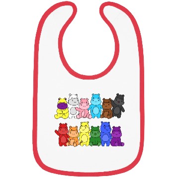 Discover Pride Progress Flag Hippo Design for Equality Bibs