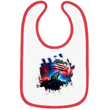 Discover America frog under Moon with American Flag Bibs