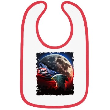 Discover America eagle under Moon with American Flag Bibs
