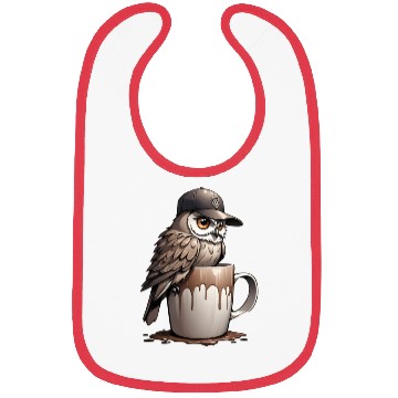 Discover Cute owl with coffee and cap Bibs