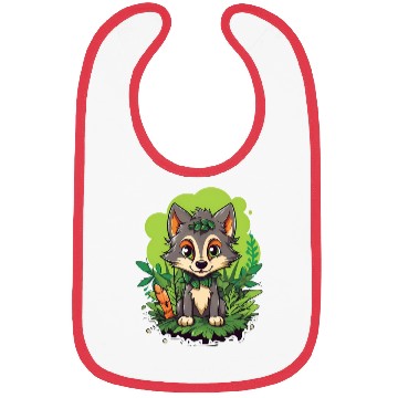 Discover Digital Art Wolf Puppy Wearing Blue Wig Sitting Bibs