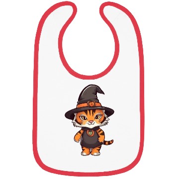 Discover Cute Halloween tiger with a witch hat. Bibs