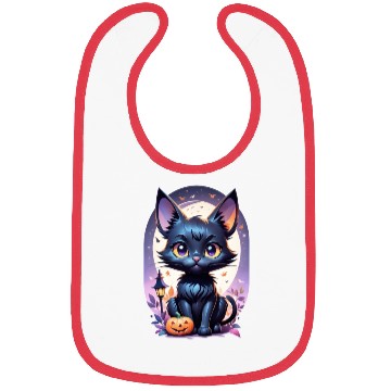 Discover Black Cat With a jack-o-lantern Halloween Design Bibs