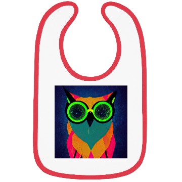 Discover Mod Owl: Bold Owl with Green Glasses Bibs