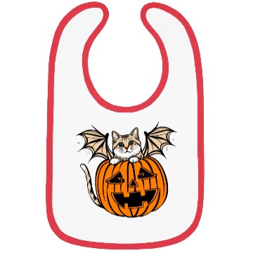 Discover Cute Creepy Cat With Bat Wings Funny Halloween Bibs