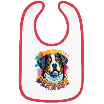 Discover Bernese Mountain Dog Head Vibrant Color Splash Bibs