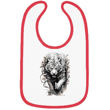 Discover White Tiger with Vines and Leaf Bibs