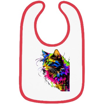 Discover Rainbow Cat Realistic Watercolor Cute Cat Paint Bibs