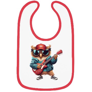 Discover Funny Cute bird playing guitar Bibs