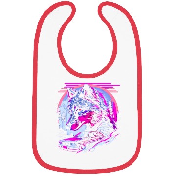 Discover Retro Synthwave Gangster Wolf Bibs