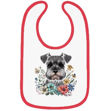 Discover Miniature Schnauzer Flower Garden Cute Puppy Dog Bibs