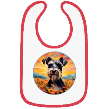 Discover Miniature Schnauzer Mountain Flower Cute Colorful Bibs