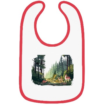 Discover Forrest Background with Deer and Weasel Bibs
