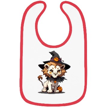 Discover Cute Halloween lion with a witch hat. Bibs