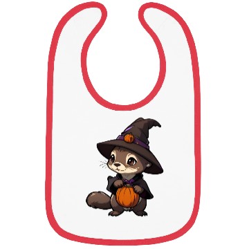 Discover Cute Halloween otter with a witch hat. Bibs