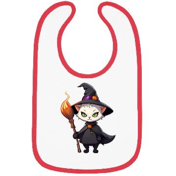 Discover Cute Halloween cat with a witch hat. Bibs