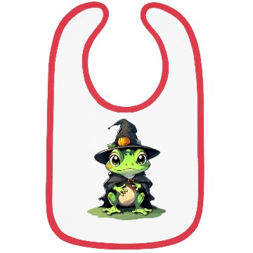 Discover Cute Halloween frog with a witch hat. Bibs