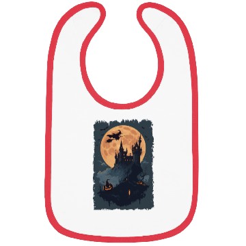 Discover Witch flying into the castle Bibs